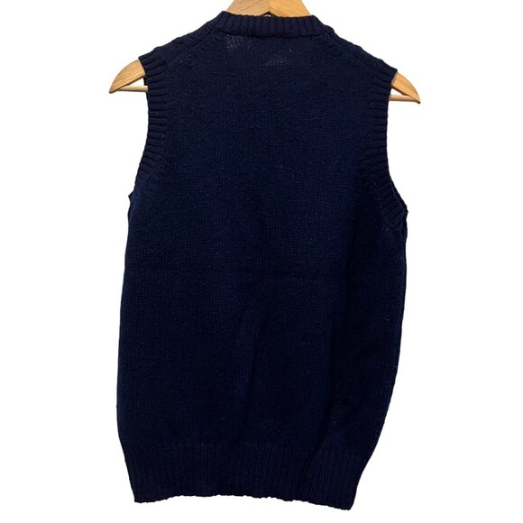 Braemar Men's Vintage Scottish  Wool Cable Front Vest, Navy, M - Picture 2 of 7